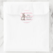 Pink Stripes Heart Bunny Baby Shower Stickers (Tasche)