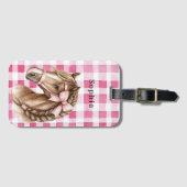 Pink Stripes Horse Bow Gepäckanhänger (Vorderseite (Horizontal))