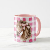 Pink Stripes Horse Bow Tasse (VorderseiteRechts)