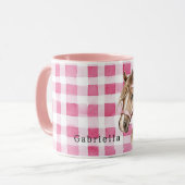 Pink Stripes Horse Bow Tasse (Vorderseite Links)