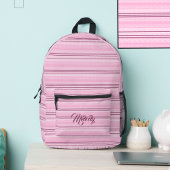 Pink Stripes Individuelle Name Personalisiert Soft Bedruckter Rucksack