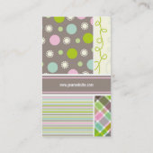 Pink Stripes Karo Dots Scribbles Combo-Muster Visitenkarte (Rückseite)