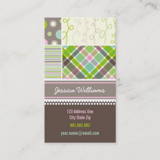 Pink Stripes Karo Dots Scribbles Combo-Muster Visitenkarte