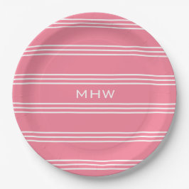 Pink Stripes kundenspezifische Teller für Monogram