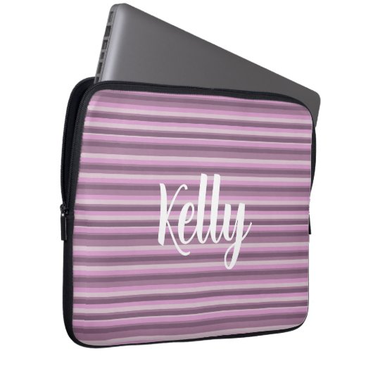 Pink stripes laptopschutzhülle (Vorne Rechts)