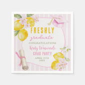 Pink Stripes Lemons and Flowers Graduation Serviette (Vorderseite)