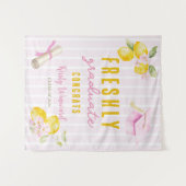 Pink Stripes Lemons and Flowers Graduation Wandteppich (Vorderseite (Horizontal))