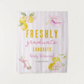 Pink Stripes Lemons and Flowers Graduation Wandteppich (Vorderseite)