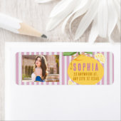Pink Stripes Lemons Yellow Bow Grad Labels Floral (Insitu)