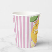 Pink Stripes Lemons Yellow bow Grad Paper Cups Pappbecher (Rechts)