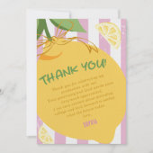 Pink Stripes Lemons yellow Bow Graduation Dankeskarte (Vorderseite)