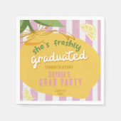 Pink Stripes Lemons yellow Bow Graduation Serviette (Vorderseite)