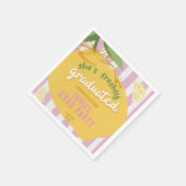 Pink Stripes Lemons yellow Bow Graduation Serviette (Ecke)