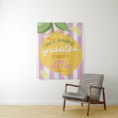 Pink Stripes Lemons Yellow bow Graduation Wandteppich (Beispiel)