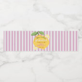Pink Stripes Lemons Yellow Bow Graduation Wasserflaschenetikett (Einzelnes Label)