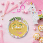 Pink Stripes Lemons yelow bow Graduation Paper Pap Pappteller (Party)