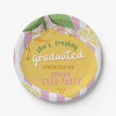 Pink Stripes Lemons yelow bow Graduation Paper Pap Pappteller (Vorderseite)