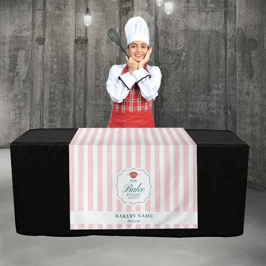 Pink Stripes Logo Table Pop Up Shop Vendor Runner Wandteppich