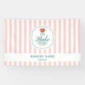 Pink Stripes Logo Wall Pop Up Shop Vendor Event Banner (Horizontal)