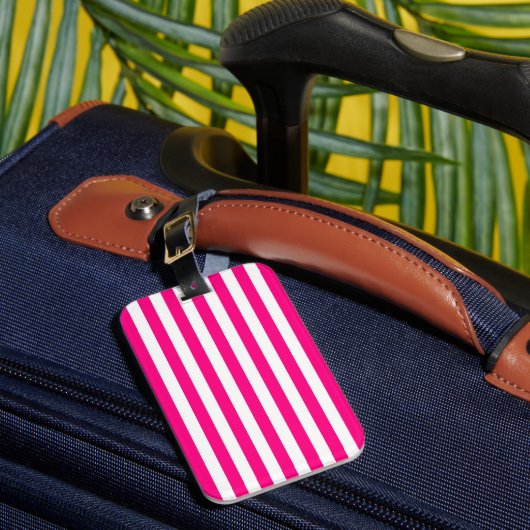 Pink Stripes Muster Gepäckanhänger (Vorderseite Insitu 1)