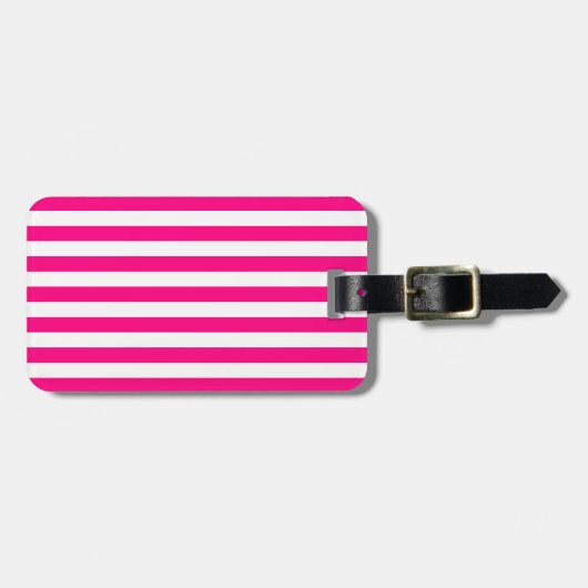 Pink Stripes Muster Gepäckanhänger (Vorderseite horizontal)