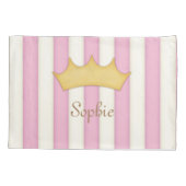 Pink Stripes Personalisiert Crowned Girl's Princes Kissenbezug (Rückseite)
