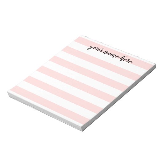 Pink Stripes Personalisiert Notepad Notizblock (Rotiert)