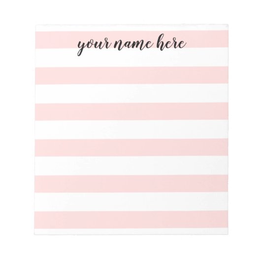 Pink Stripes Personalisiert Notepad Notizblock (Vorderseite)