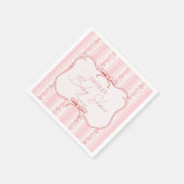 Pink stripes retro bow border elegant baby shower serviette (Ecke)