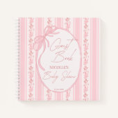 Pink stripes retro elegant baby shower guest book notizblock (Vorderseite)