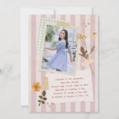 Pink Stripes Scrapbook Style Graduation Photo Ankündigung (Vorderseite)