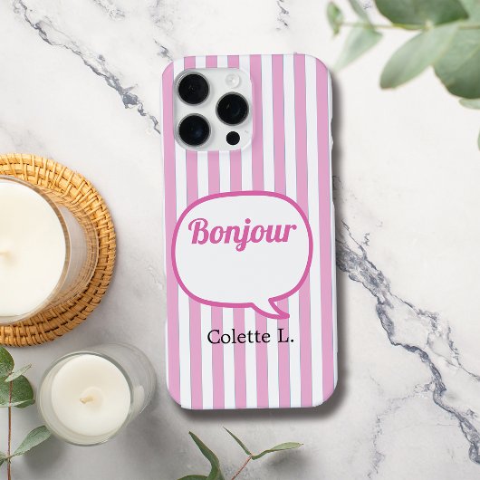 Pink Stripes-Sprechblase personalisieren iPhone Hülle