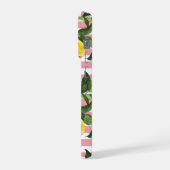 Pink Stripes Summer Lemon Pattern iPhone Case Hülle (Linke Seite)