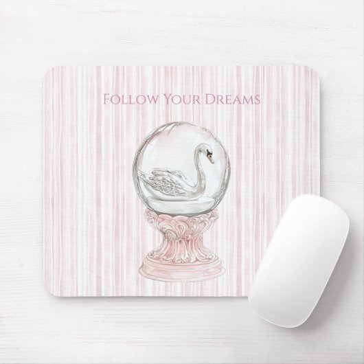 Pink Stripes Swan   Mousepad (Mit Mouse)
