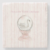 Pink Stripes Swan Steinuntersetzer (Vorderseite)