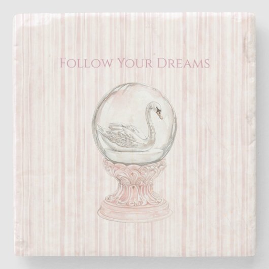 Pink Stripes Swan   Steinuntersetzer (Vorderseite)