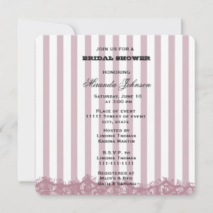 Pink Stripes und Lace Bridal Einladung