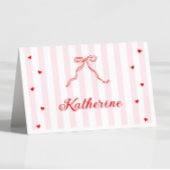 Pink Stripes Valentine's Table Name Card Tischnummer