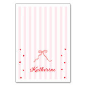 Pink Stripes Valentine's Table Name Card Tischnummer (Vorderseite)