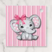 Pink Stripes Wasserfarbe Elefant Girl Babydusche Geschenkanhänger (Rückseite)