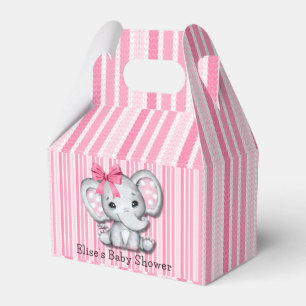 Pink Stripes Wasserfarbe Elefant Girl Babydusche Geschenkschachtel