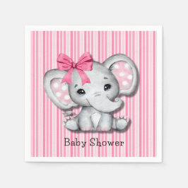 Pink Stripes Wasserfarbe Elefant Girl Babydusche Serviette
