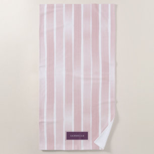 Pink Stripes Watercolor Parkplatz Name auf Strandtuch