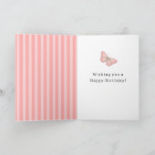 Pink Stripes with Butterfly Birthday Karte (Innenseite)