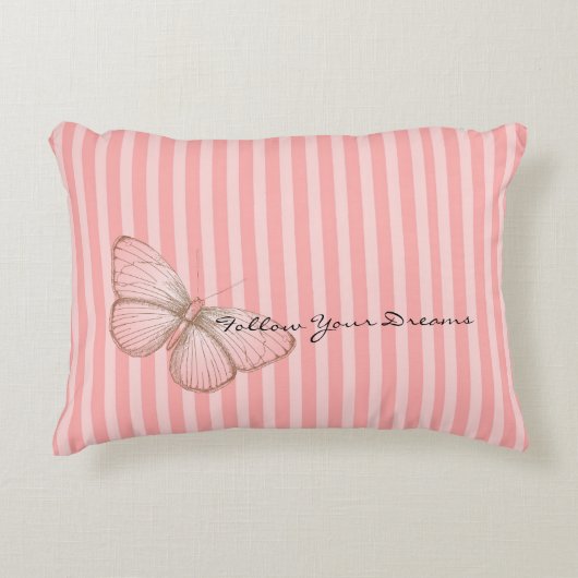 Pink Stripes with Butterfly Dekokissen (Vorderseite)