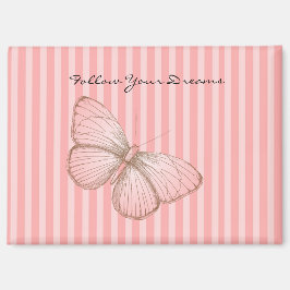 Pink Stripes with Butterfly Magnet