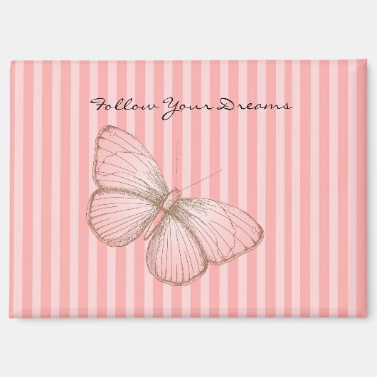 Pink Stripes with Butterfly Magnet (Vorderseite)