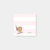 Pink Stripes Wren Bird Post-it® Notes Post-it Klebezettel (Vorderseite)