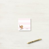 Pink Stripes Wren Bird Post-it® Notes Post-it Klebezettel (Auf Schreibtisch)