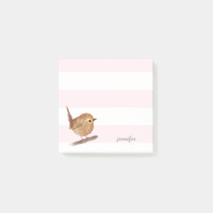 Pink Stripes Wren Bird Post-it®-Notizen Post-it Klebezettel